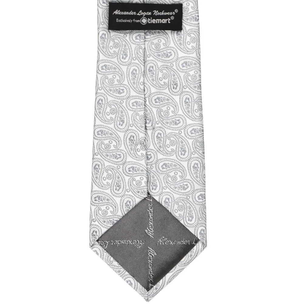 Pale Silver Darlene Paisley Necktie sold by TieMart product image thumbnail 3