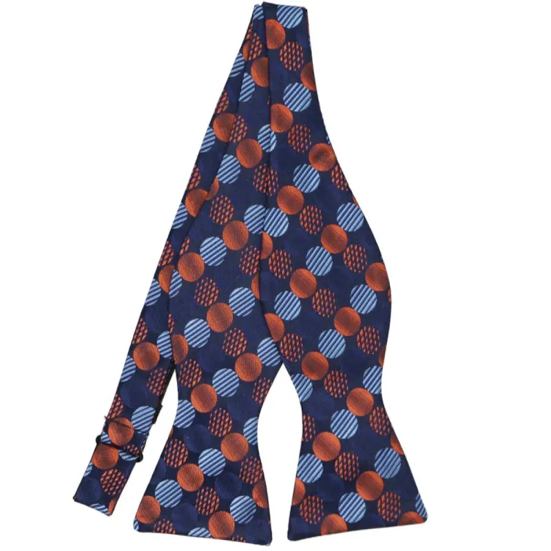 Orange and Navy Blue Toluca Dot Self-Tie Bow Tie sold by TieMart