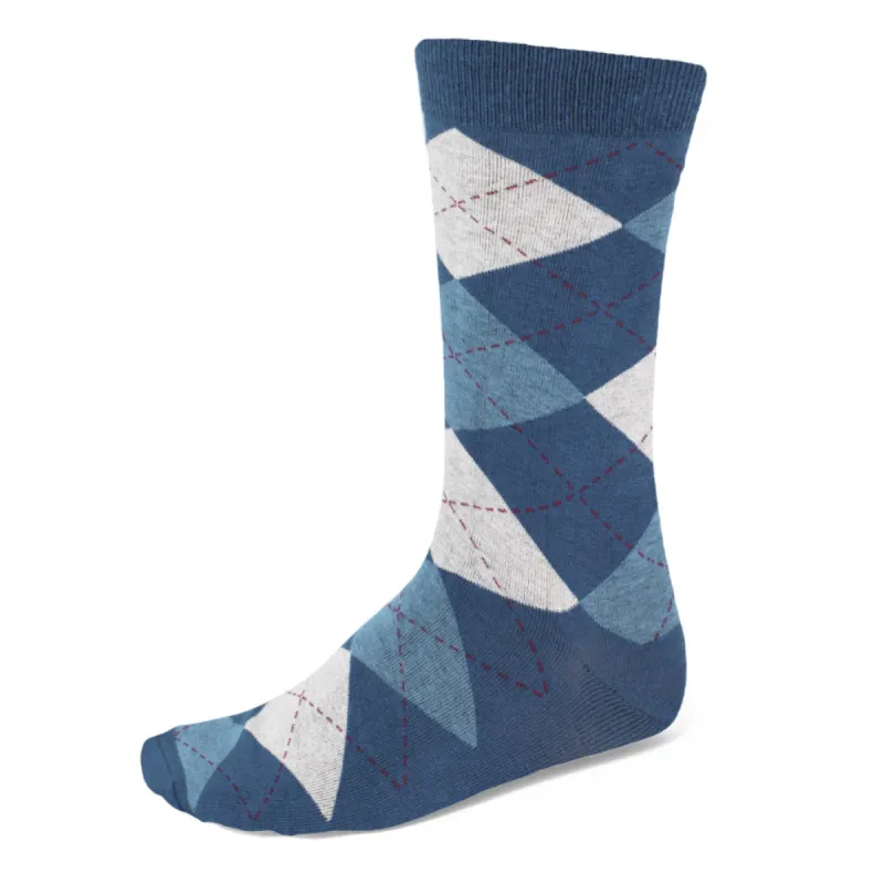 Men's Steel Blue and Serene Argyle Socks sold by TieMart