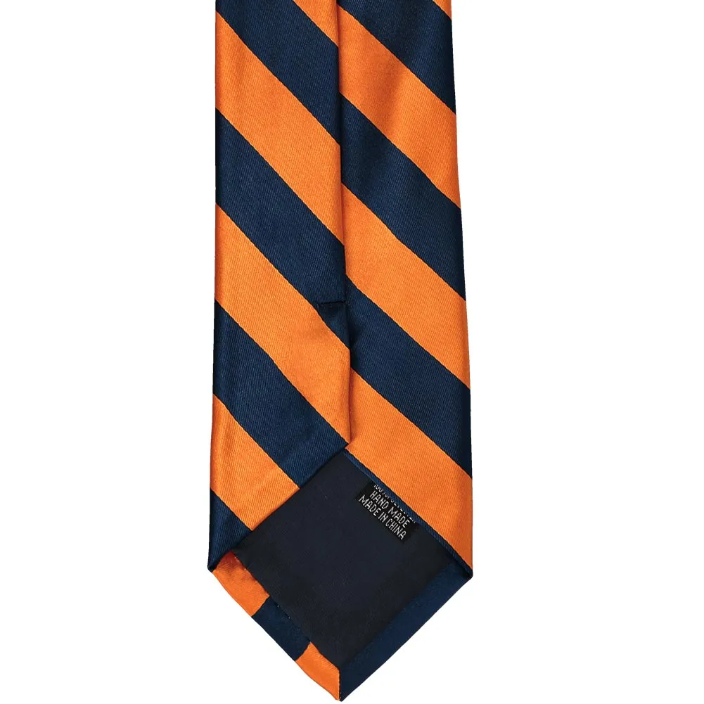 Navy Blue and Orange Extra Long Striped Tie sold by TieMart product image thumbnail 5