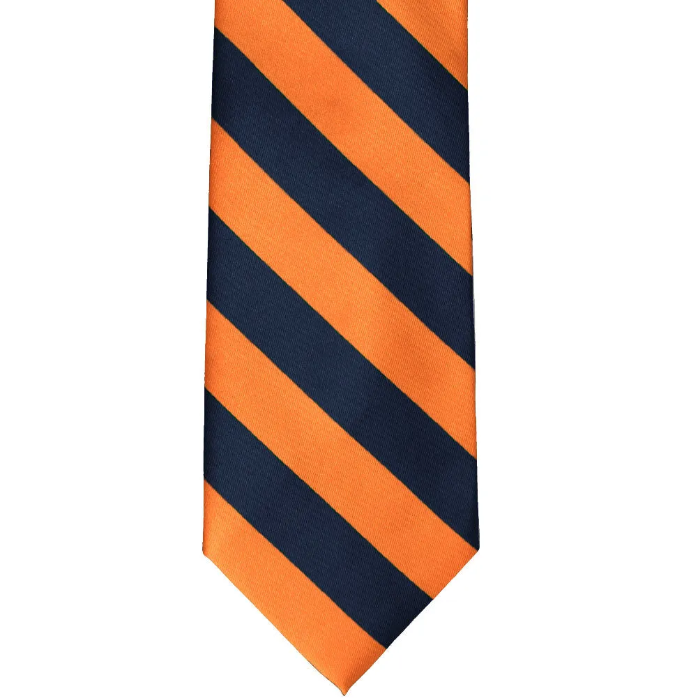 Navy Blue and Orange Extra Long Striped Tie sold by TieMart product image thumbnail 3