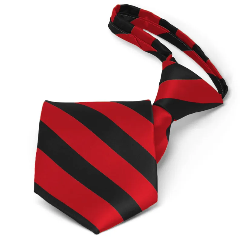 Red and Black Striped Zipper Tie sold by TieMart