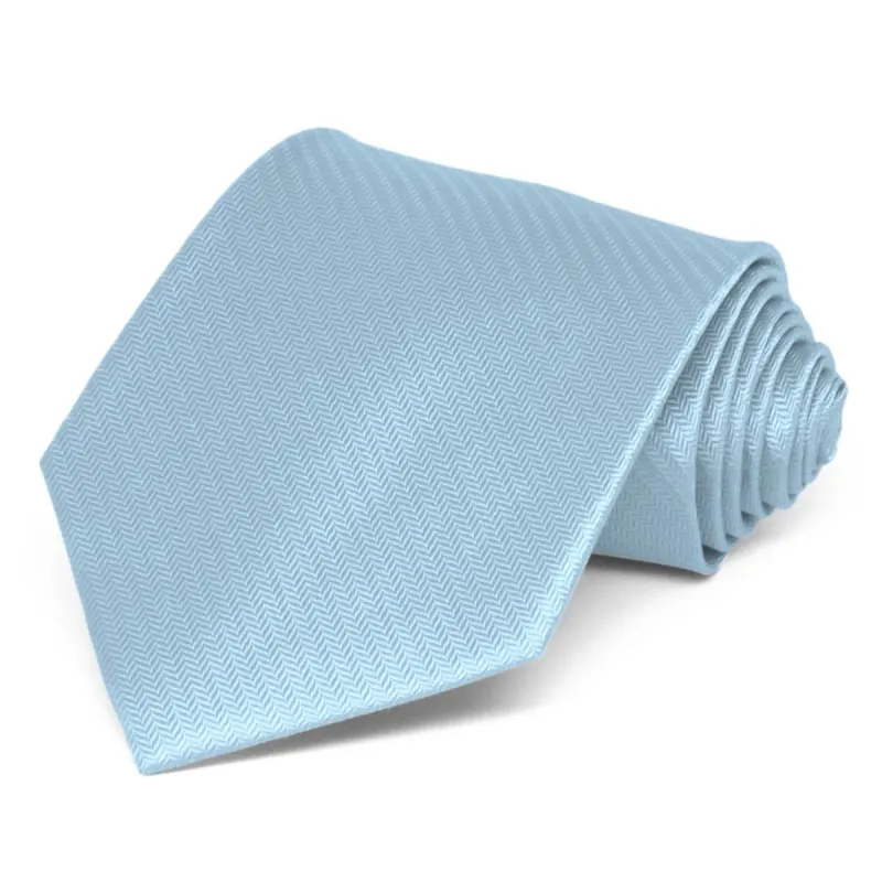 Ice Blue Herringbone Silk Necktie sold by TieMart