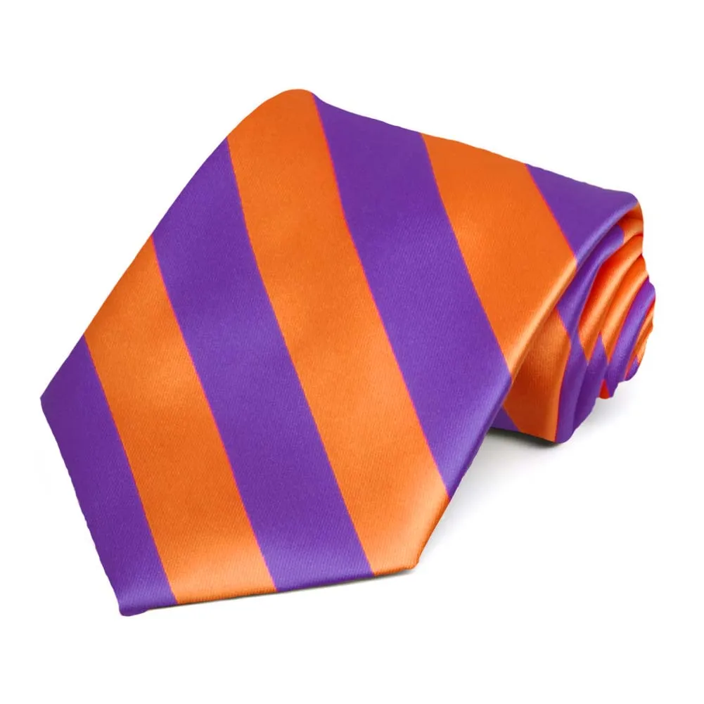 Purple and Orange Striped Tie sold by TieMart