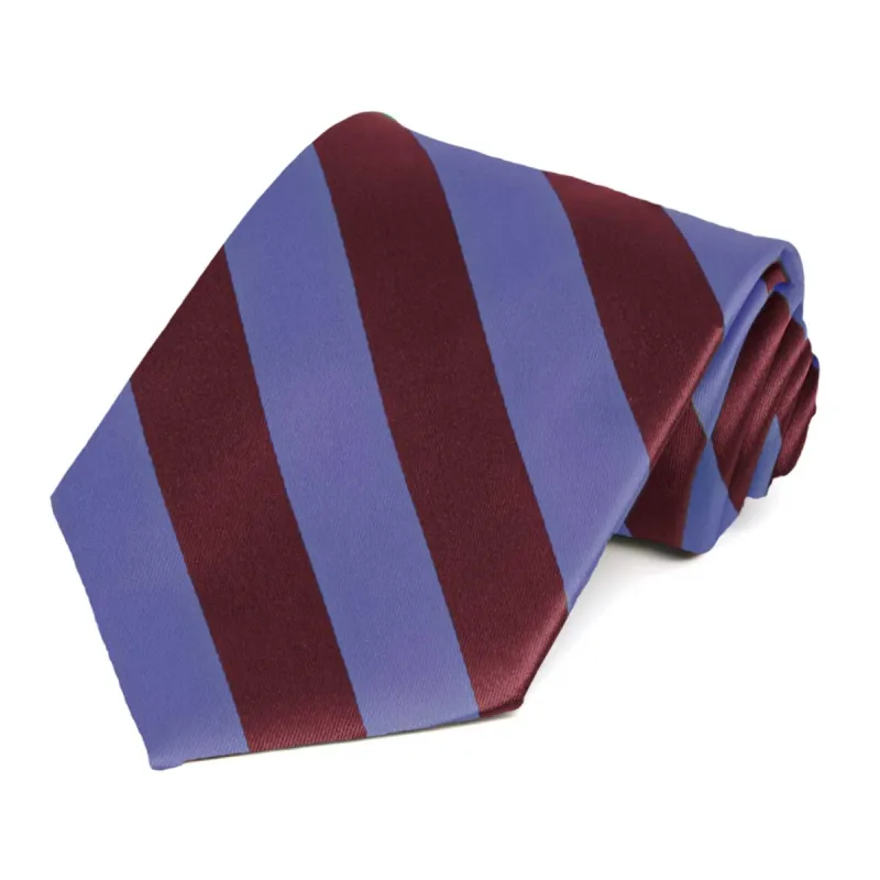 Maroon and Deep Periwinkle Striped Tie sold by TieMart