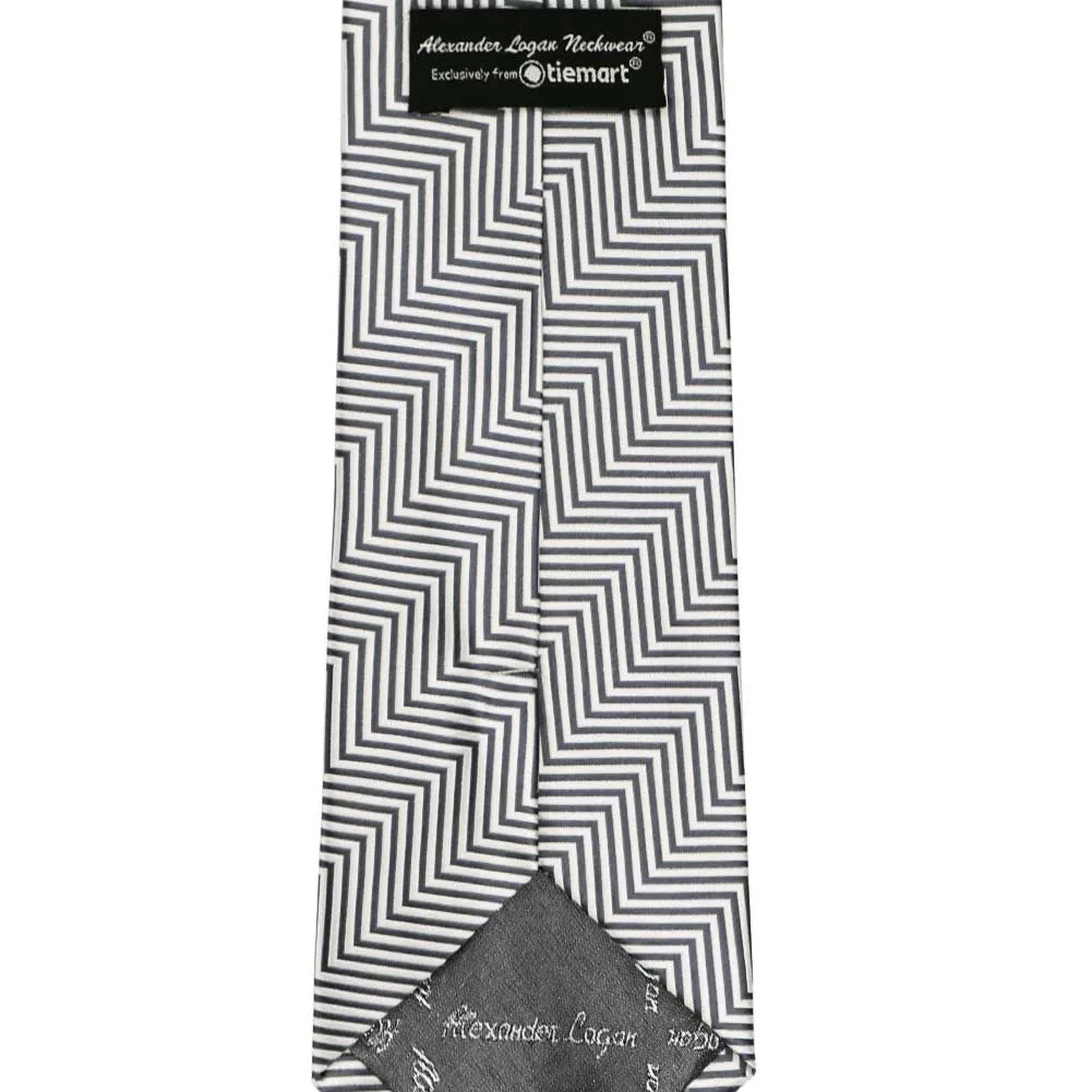 Pewter Kimberly Chevron Striped Necktie sold by TieMart product image thumbnail 3