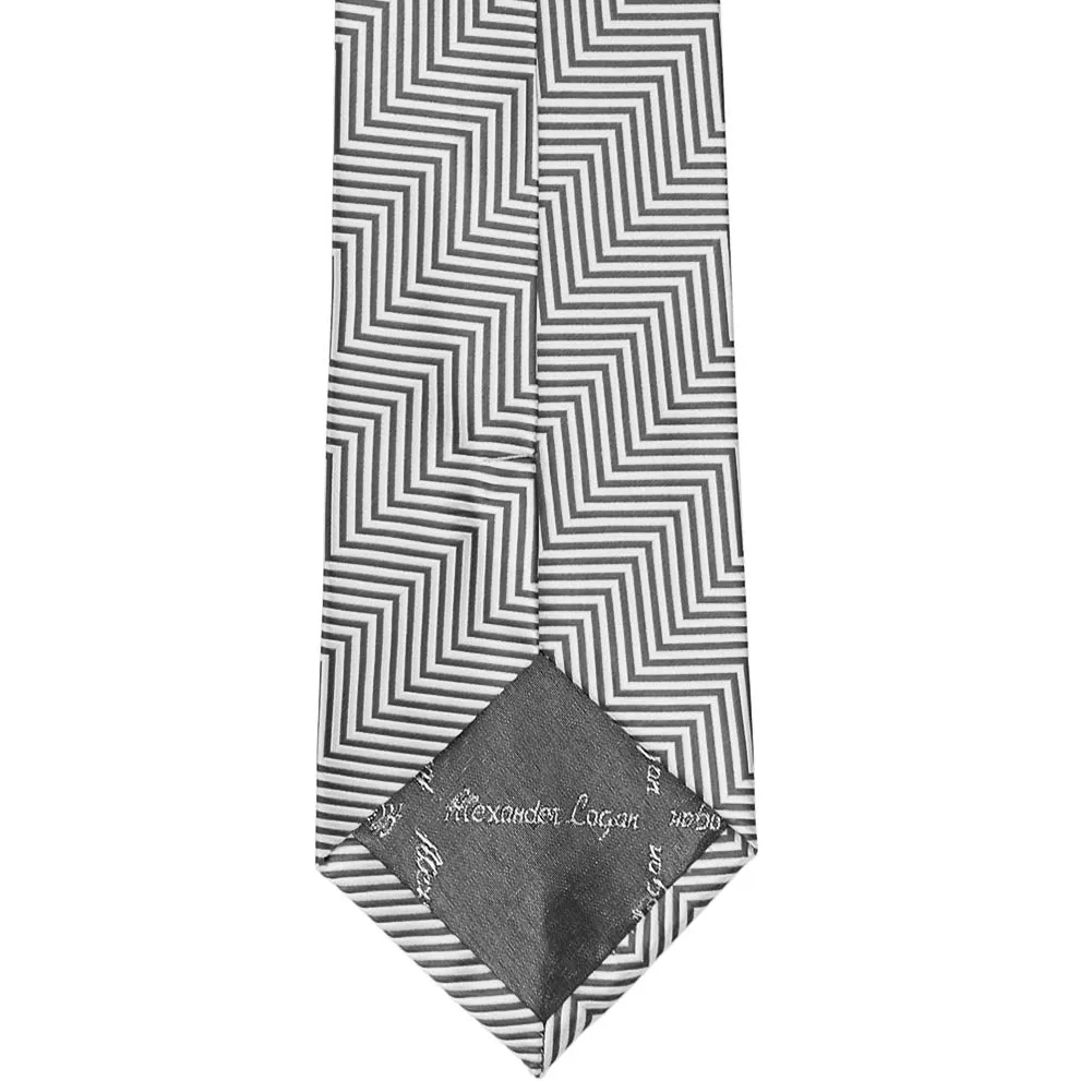 Pewter Kimberly Chevron Striped Necktie sold by TieMart product image thumbnail 4