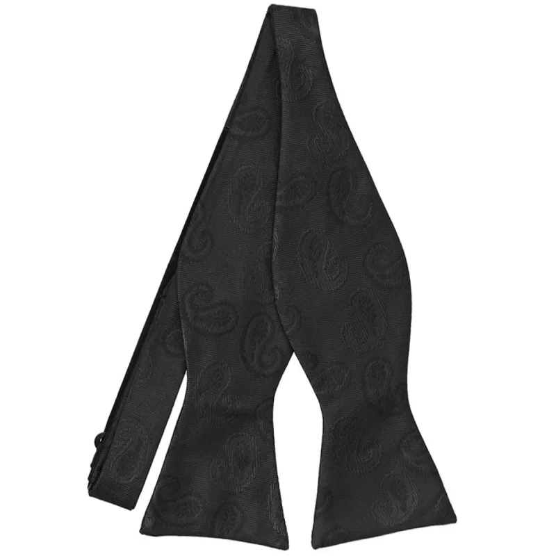 Black Elias Paisley Self-Tie Bow Tie sold by TieMart
