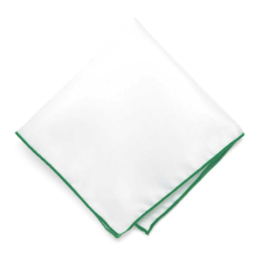 Green Tipped White Pocket Square sold by TieMart