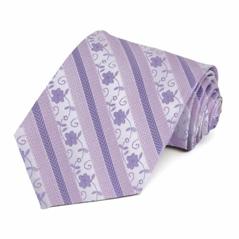 Freesia Anna Floral Striped Necktie sold by TieMart