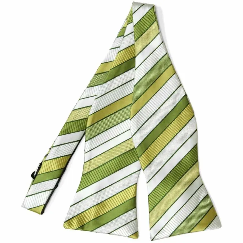 Asparagus Green Douglas Striped Self-Tie Bow Tie sold by TieMart