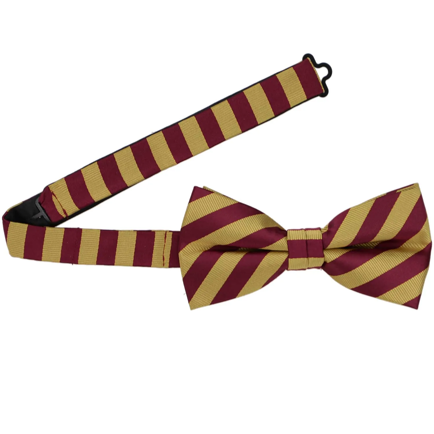 Maroon and Gold Formal Striped Bow Tie sold by TieMart product image thumbnail 3