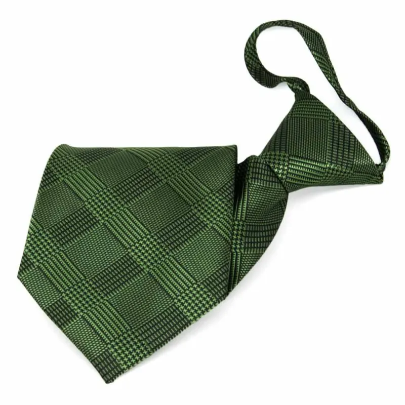 Dark Green Michael Glen Plaid Zipper Tie sold by TieMart