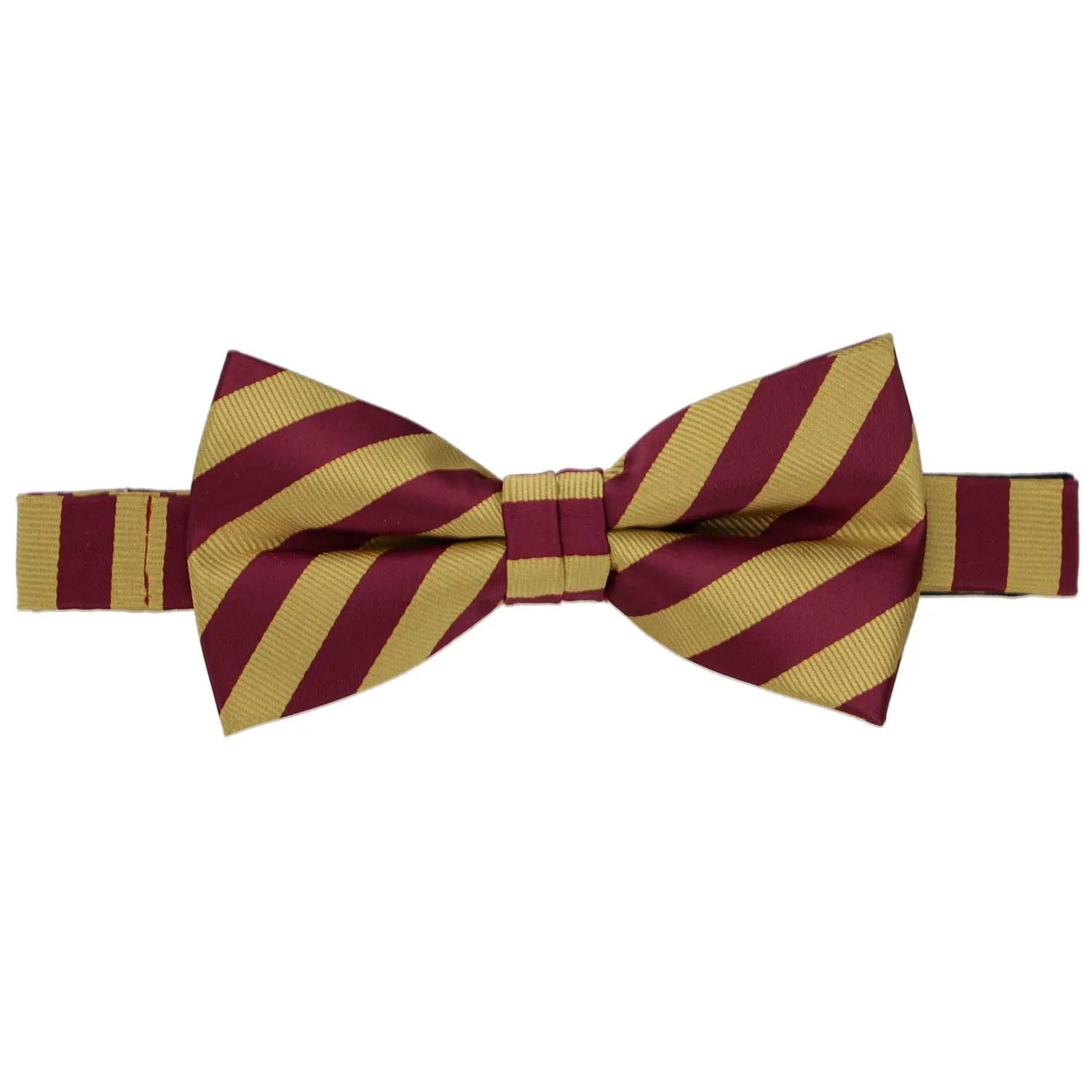 Maroon and Gold Formal Striped Bow Tie sold by TieMart product image thumbnail 2
