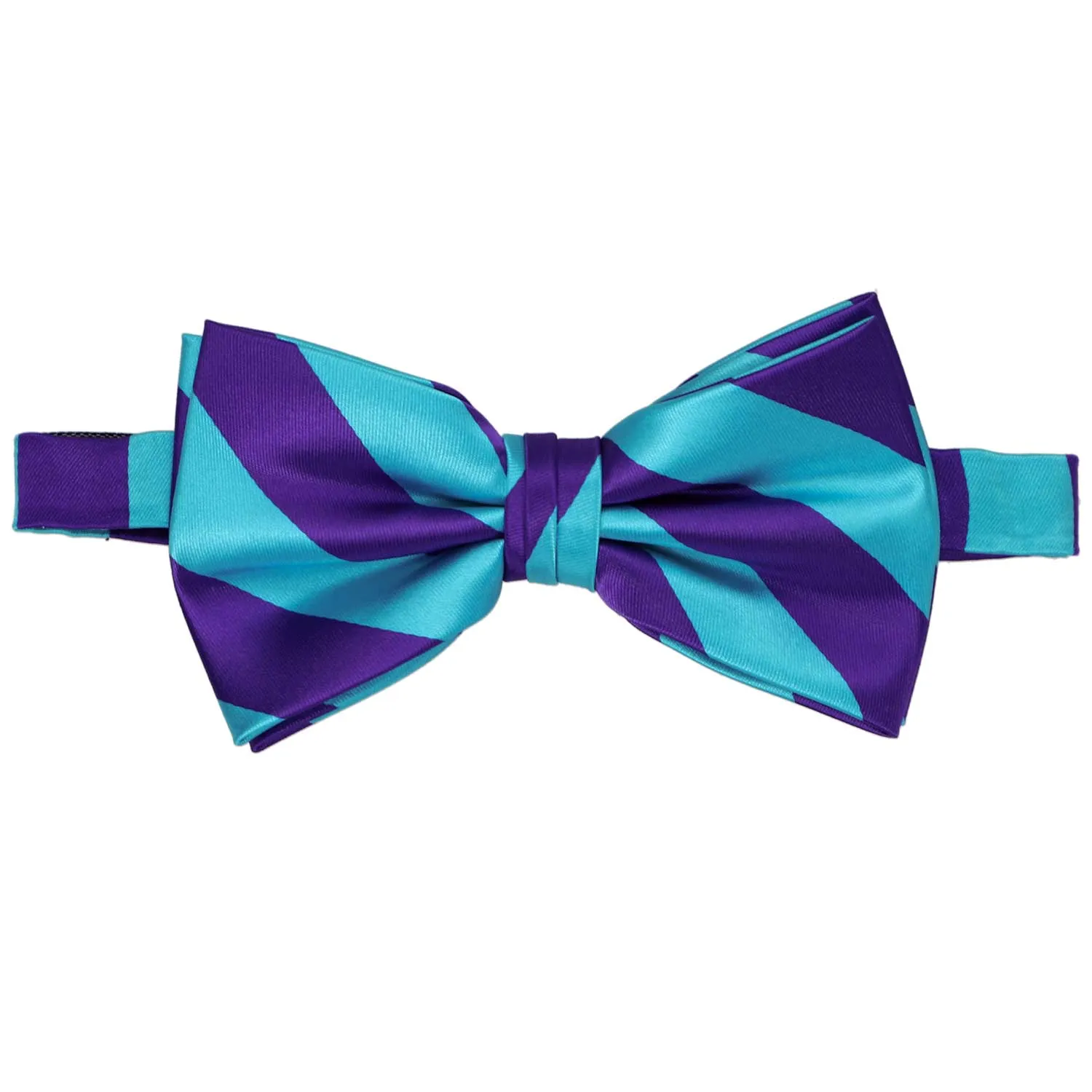 Dark Purple and Turquoise Striped Bow Tie sold by TieMart product image thumbnail 2