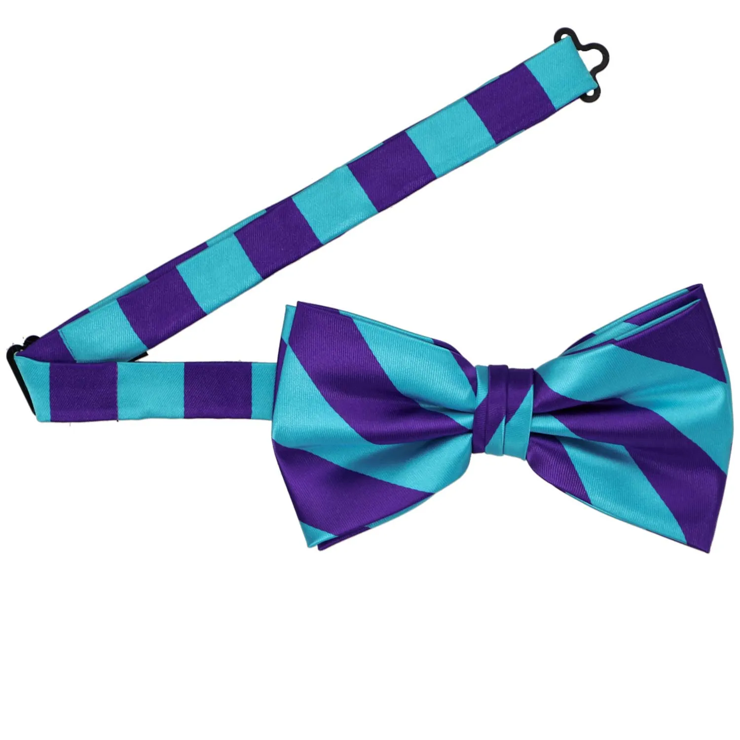 Dark Purple and Turquoise Striped Bow Tie sold by TieMart product image thumbnail 3