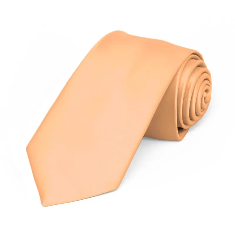 Peach Premium Slim Necktie, 2.25" Width sold by TieMart