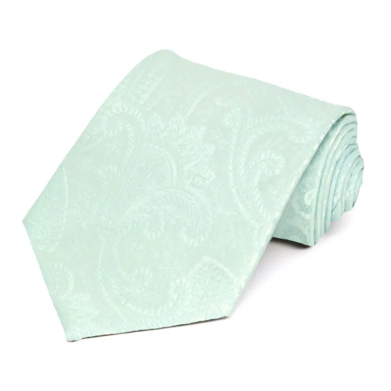 Seafoam Clara Paisley Extra Long Necktie sold by TieMart