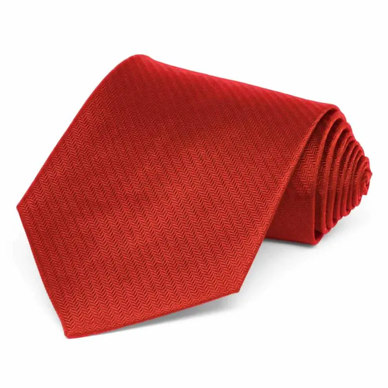 Red Herringbone Silk Necktie sold by TieMart