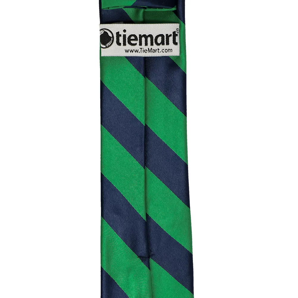 Kelly Green and Navy Blue Striped Slim Tie, 2.5" Width sold by TieMart product image thumbnail 3