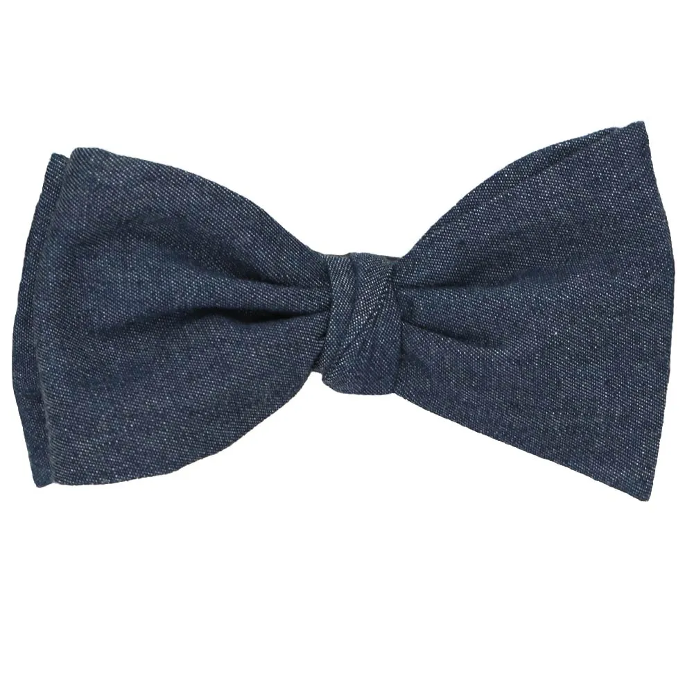 Denim Self-Tie Bow Tie sold by TieMart product image thumbnail 2