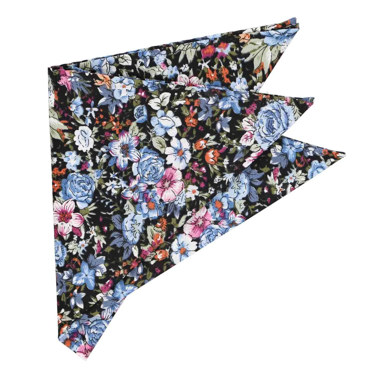 Dusty Blue and Black Maywood Floral Pocket Square sold by TieMart product image thumbnail 3