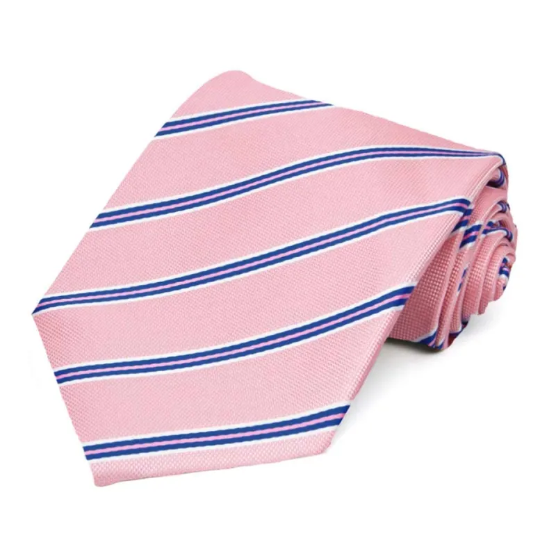 Vintage Pink Melvin Striped Extra Long Necktie sold by TieMart