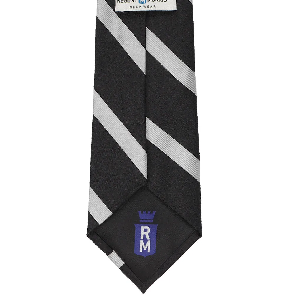 Black and Silver Striped Cotton/Silk Necktie sold by TieMart product image thumbnail 3