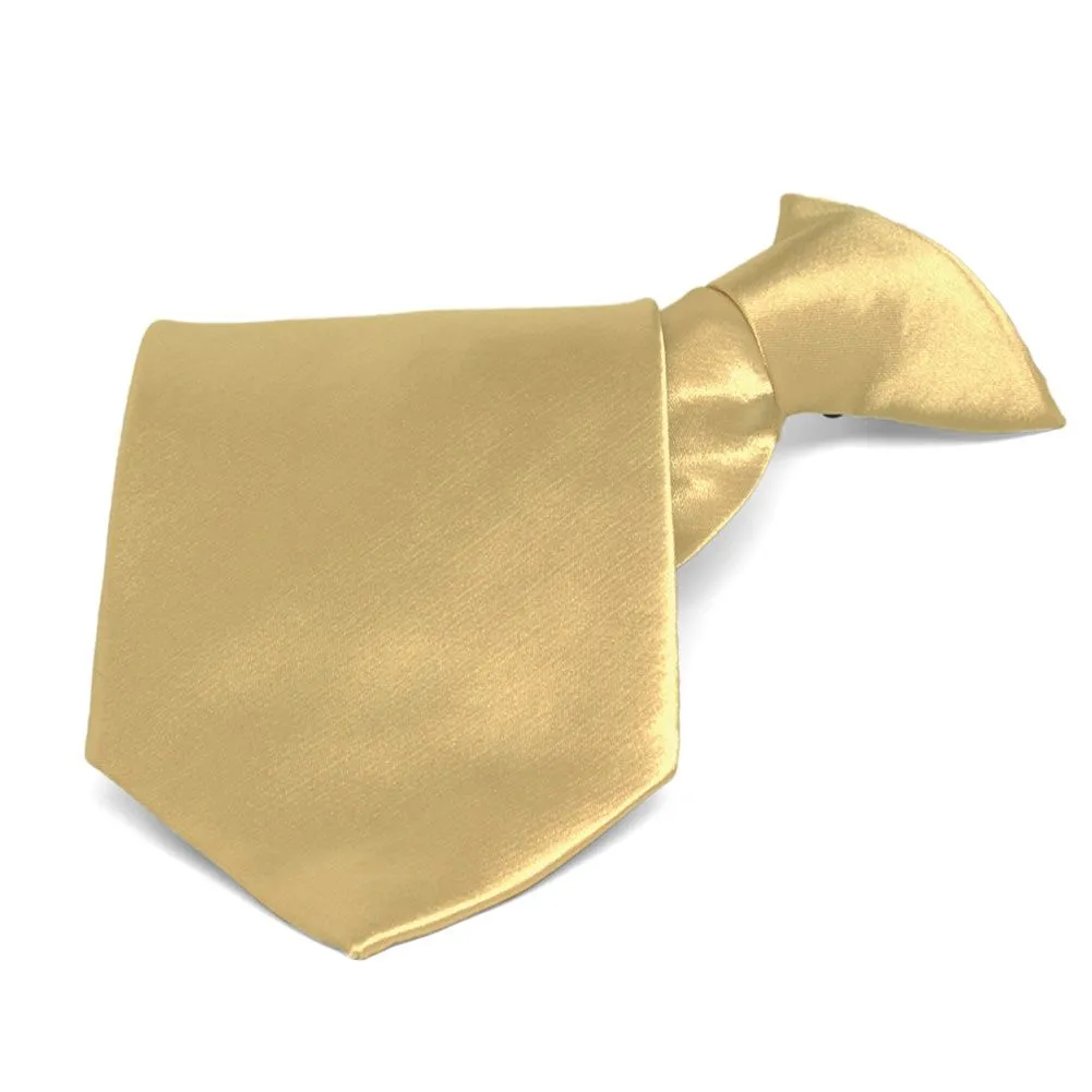 Pale Gold Solid Color Clip-On Tie sold by TieMart
