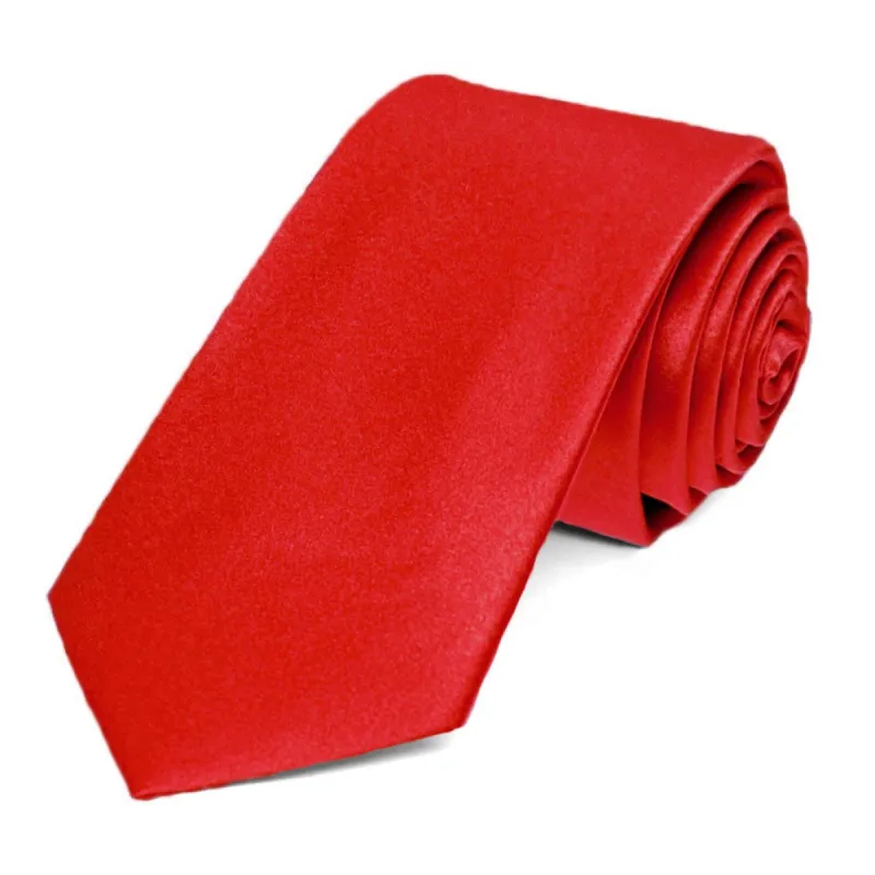 Red Silk Slim Necktie, 2.5" Width sold by TieMart