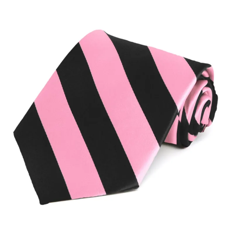 Pink and Black Striped Tie sold by TieMart