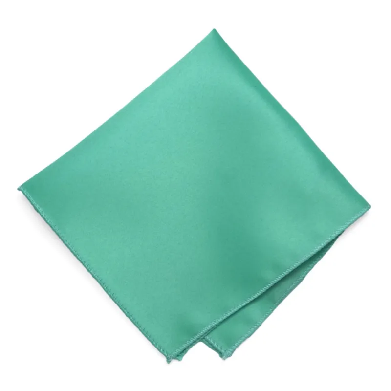 Aquamarine Solid Color Pocket Square sold by TieMart