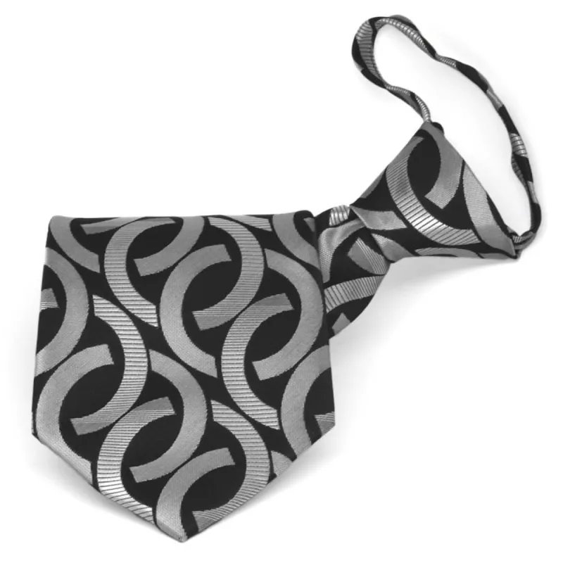 Black Kay Link Pattern Zipper Tie sold by TieMart