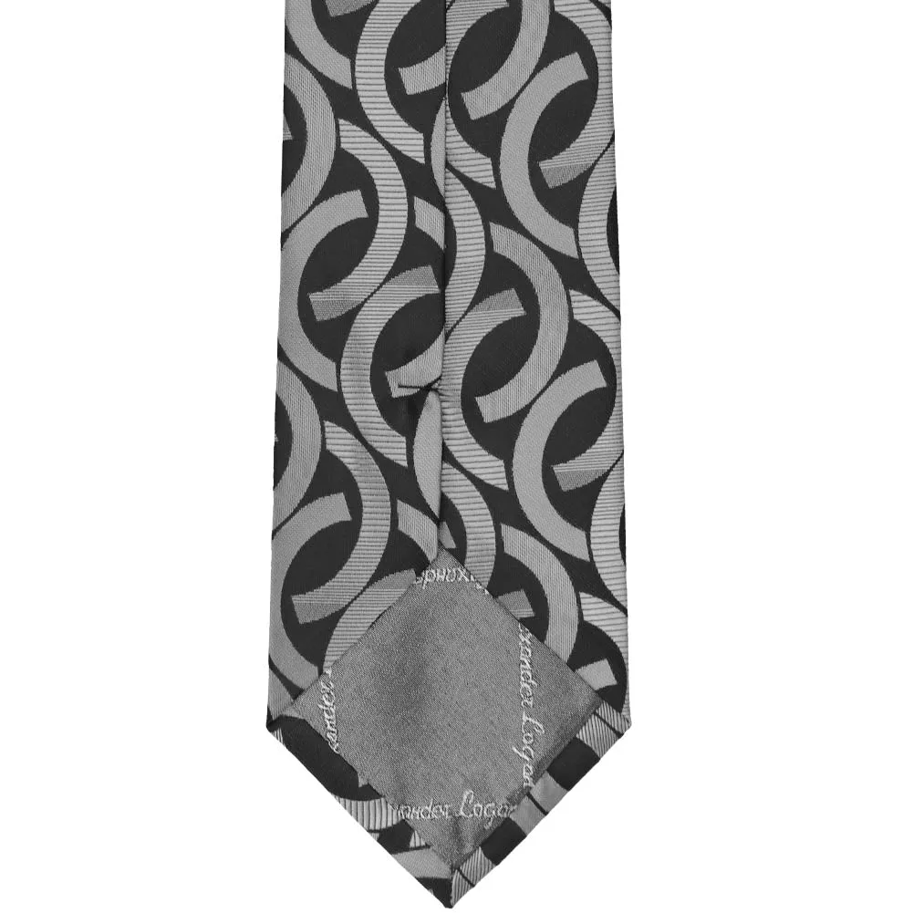 Black Kay Link Pattern Zipper Tie sold by TieMart product image thumbnail 3