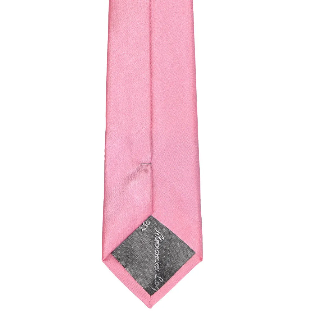 Bright Pink Slim Solid Color Necktie, 2.5" Width sold by TieMart product image thumbnail 4