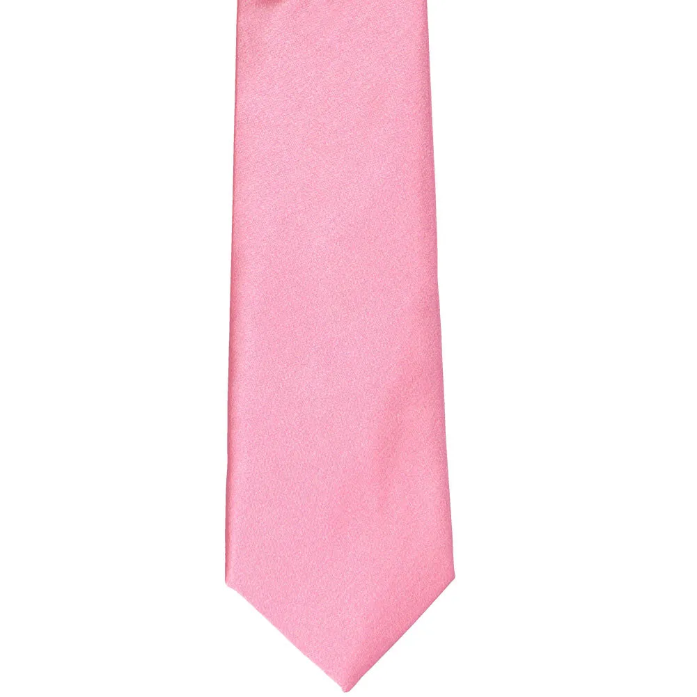 Bright Pink Slim Solid Color Necktie, 2.5" Width sold by TieMart product image thumbnail 2