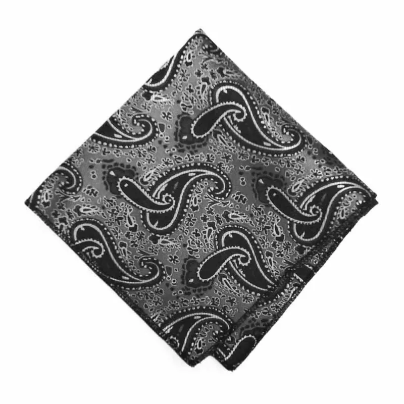 Gray Spencer Paisley Pocket Square sold by TieMart