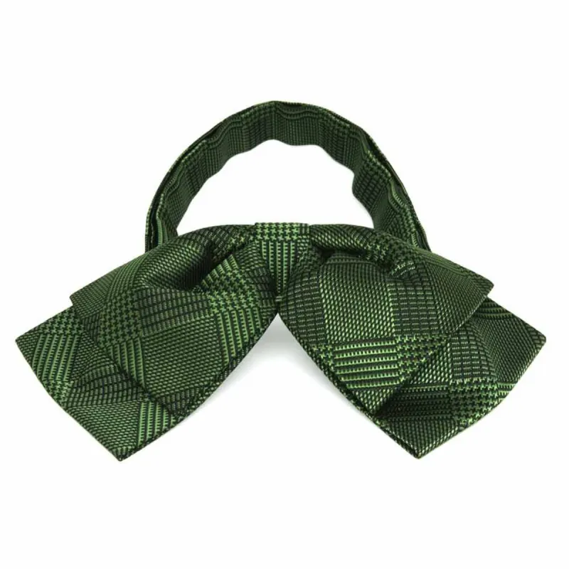 Dark Green Michael Glen Plaid Floppy Bow Tie sold by TieMart