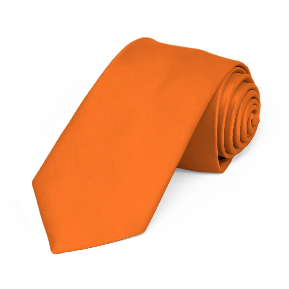 Orange Premium Slim Necktie, 2.5" Width sold by TieMart