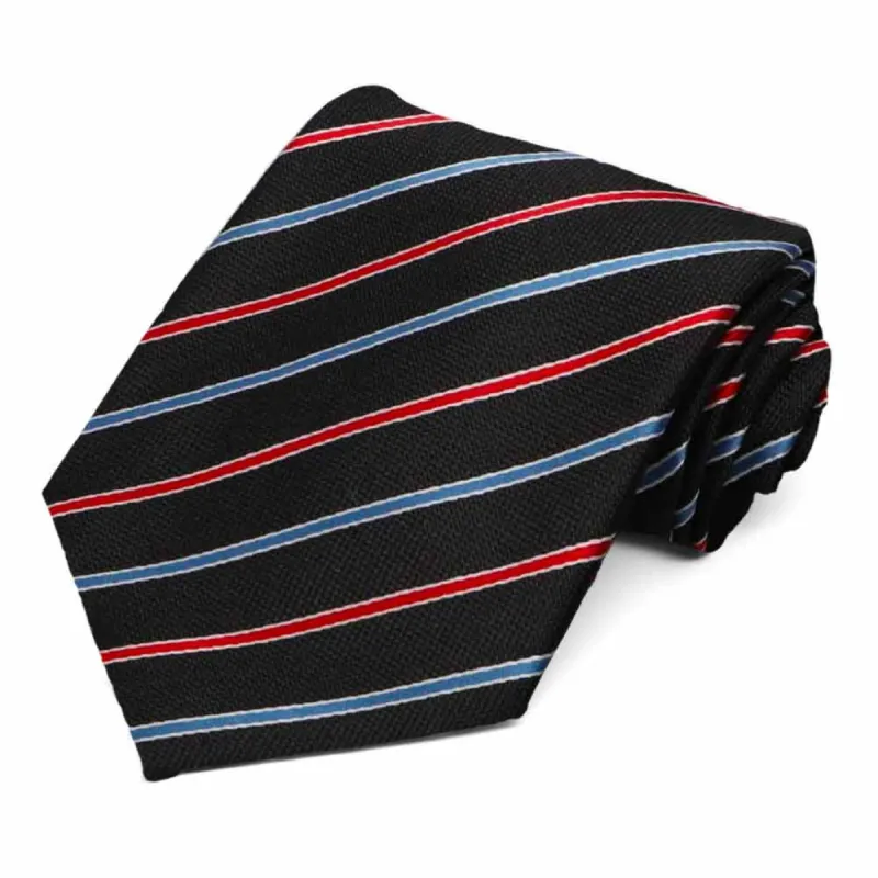 Black Stanley Striped Necktie sold by TieMart