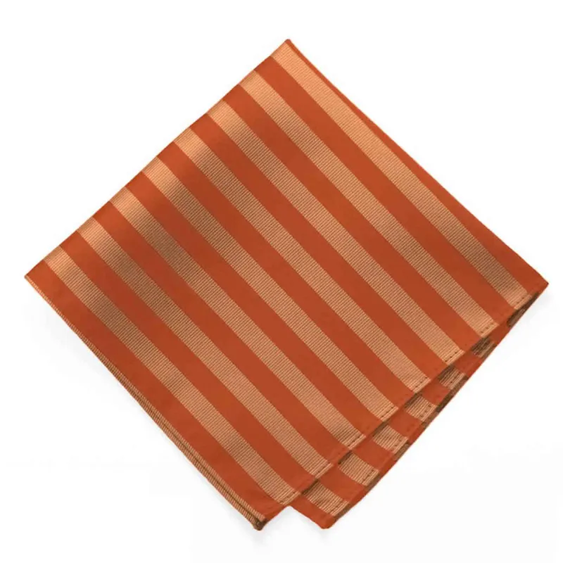 Burnt Orange Formal Striped Pocket Square sold by TieMart