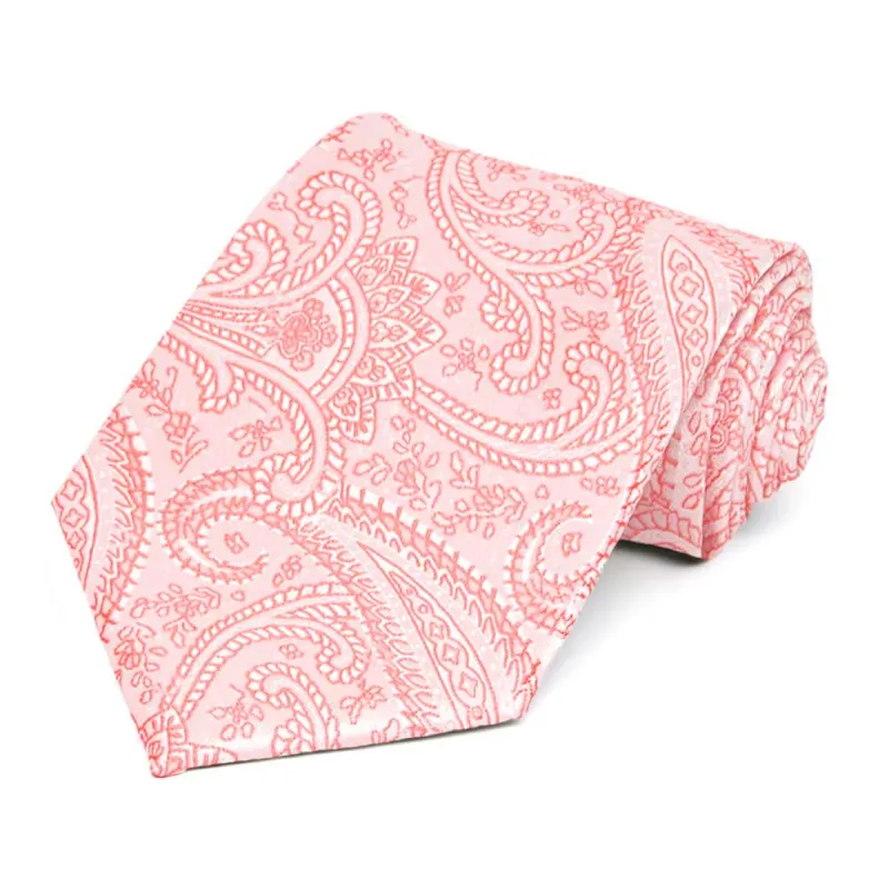 Coral Clara Paisley Extra Long Necktie sold by TieMart