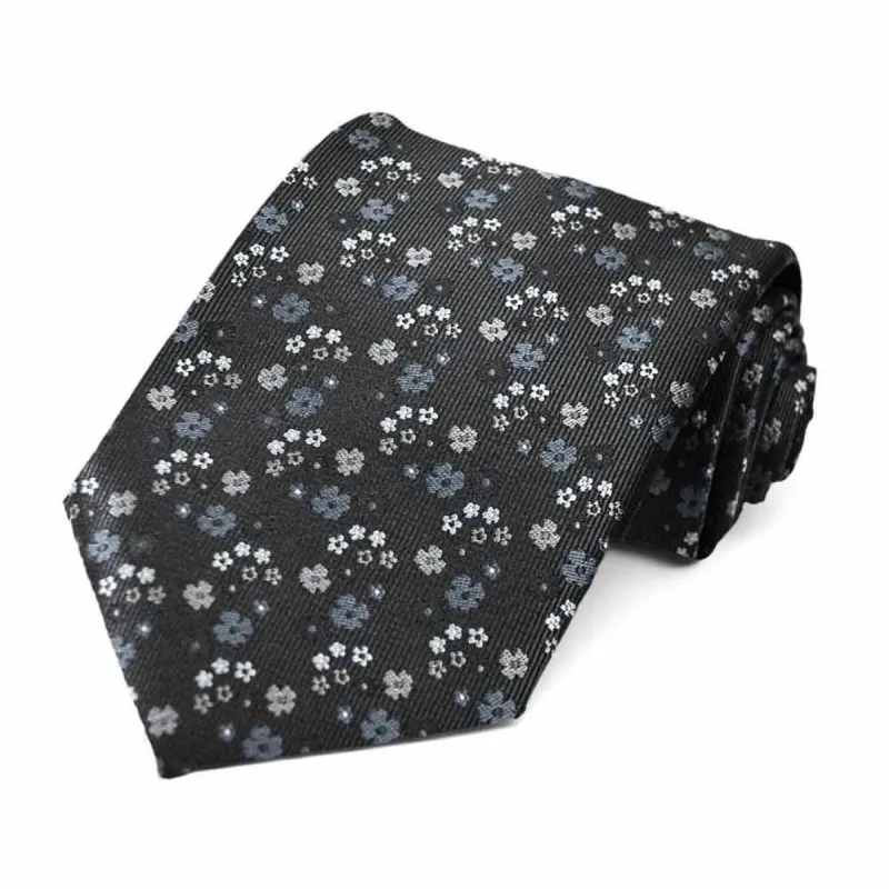 Black Sidney Floral Necktie sold by TieMart
