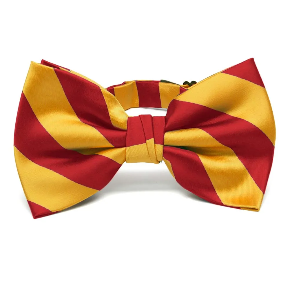 Red and Golden Yellow Striped Bow Tie sold by TieMart
