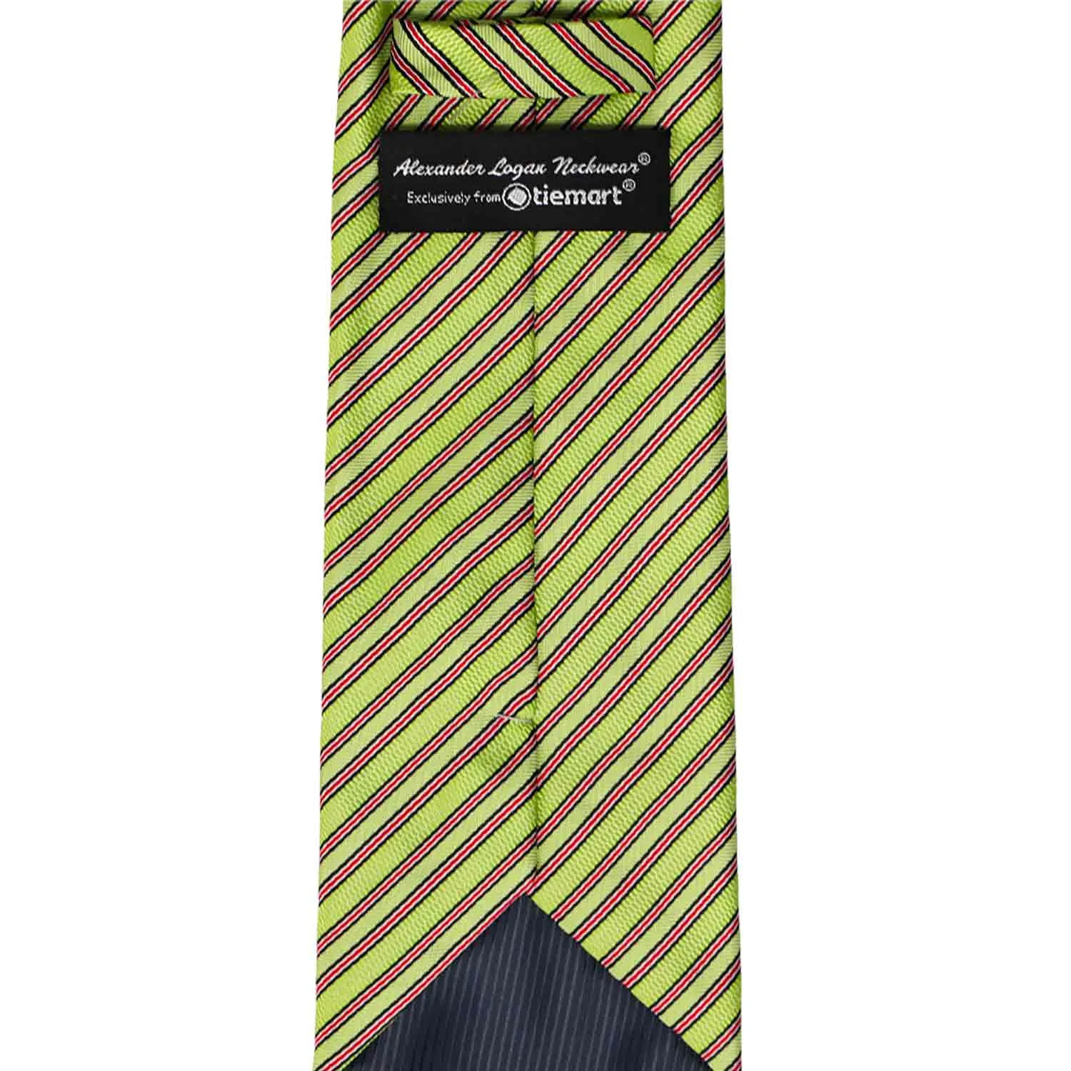 Key Lime Green Alice Striped Necktie sold by TieMart product image thumbnail 4