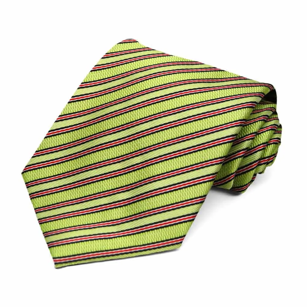 Key Lime Green Alice Striped Necktie sold by TieMart