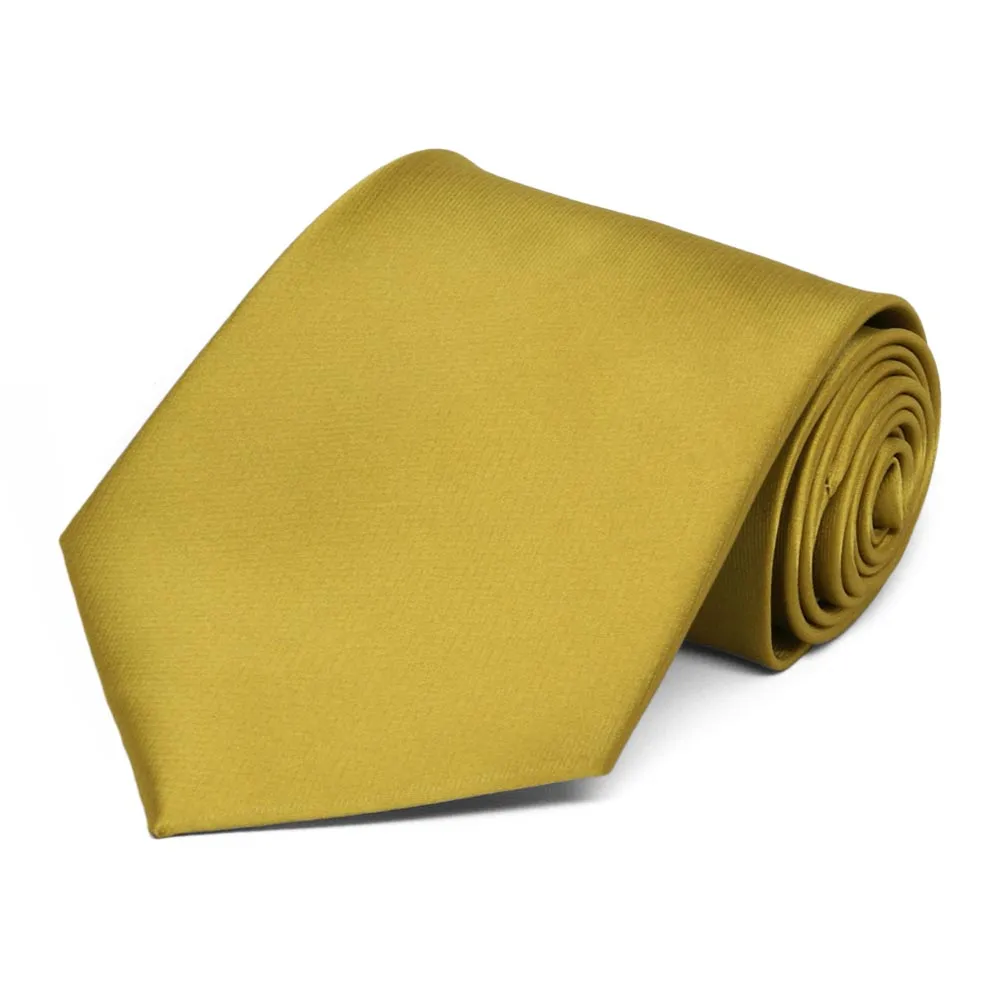 Gold Extra Long Solid Color Necktie sold by TieMart