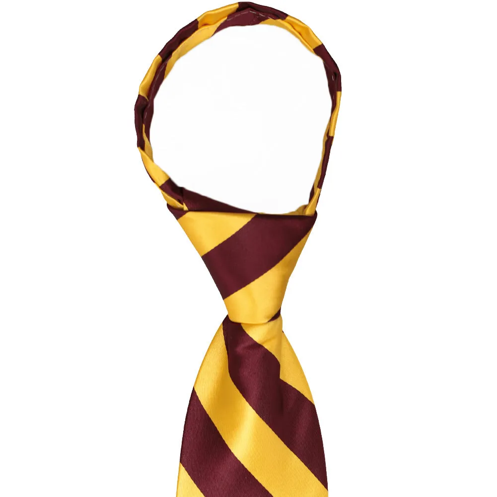 Maroon and Golden Yellow Striped Zipper Tie sold by TieMart product image thumbnail 2