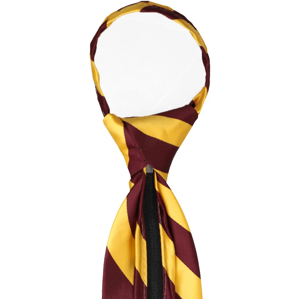 Maroon and Golden Yellow Striped Zipper Tie sold by TieMart product image thumbnail 4