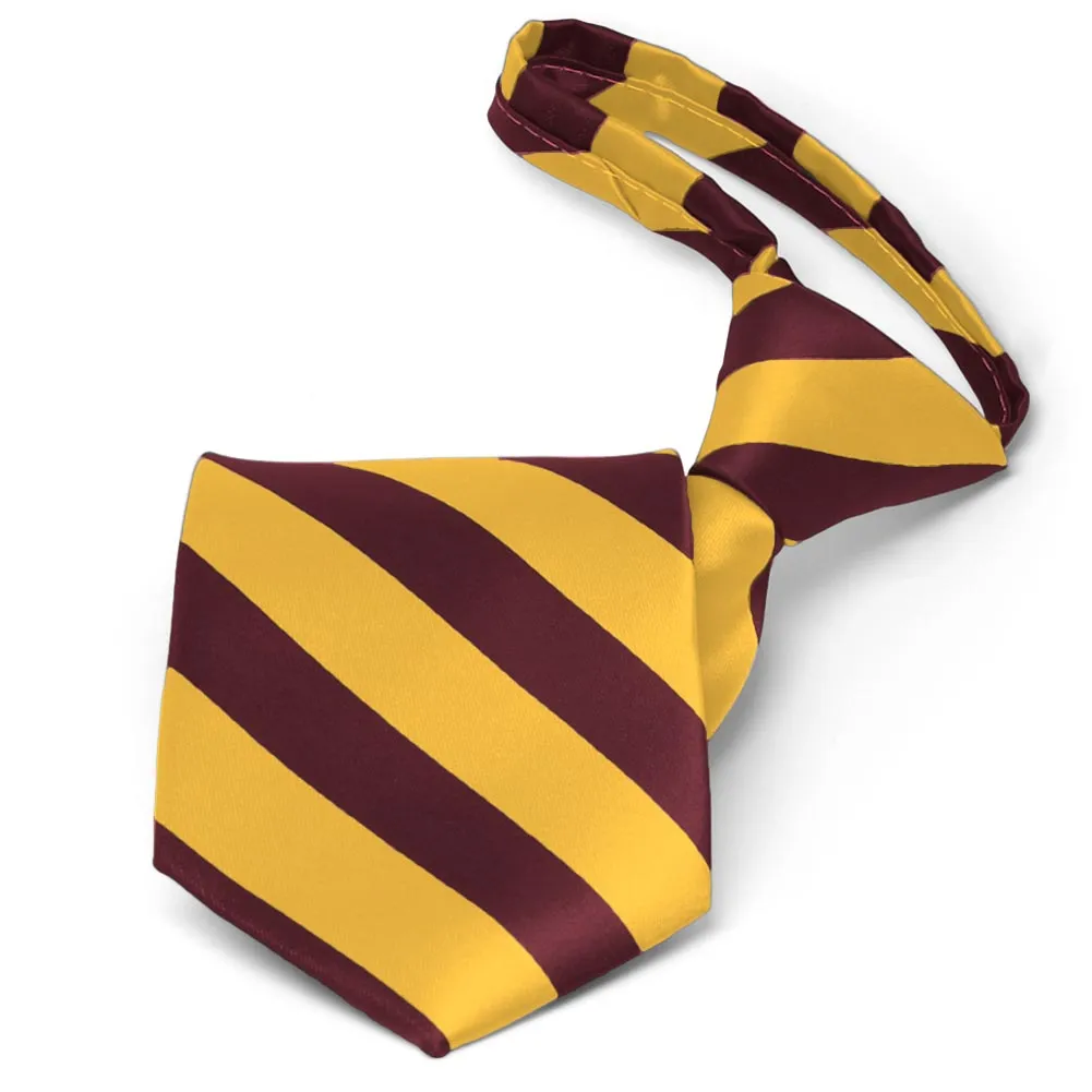 Maroon and Golden Yellow Striped Zipper Tie sold by TieMart